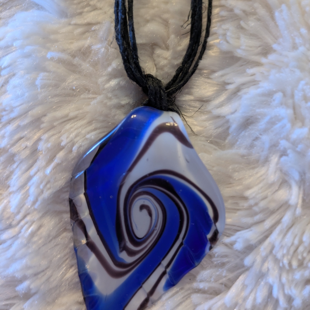 Pendant Blue and White Swirl Pendant Necklace